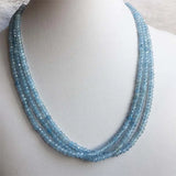 Faceted Aquamarine Necklace Vintage Natural Stone Jewelry Beaded Chain Choker