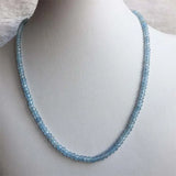 Faceted Aquamarine Necklace Vintage Natural Stone Jewelry Beaded Chain Choker