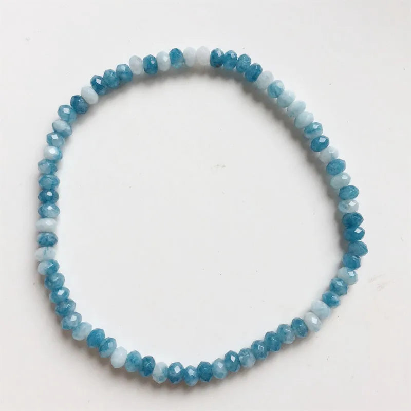 Faceted Hemimorphite Larimar Bracelet Natural Stone Jade Bead Hand