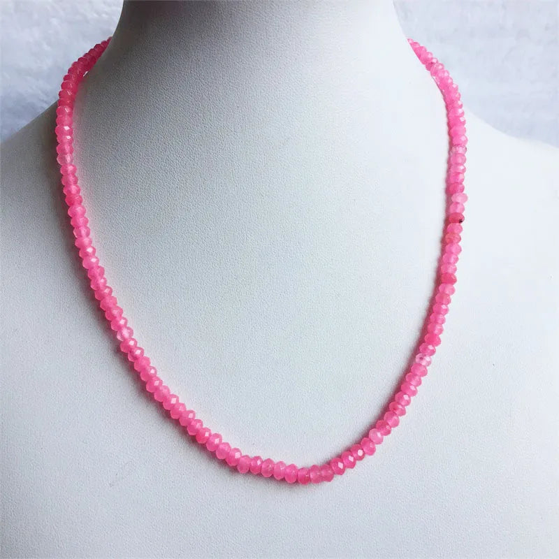 4MM Multilayer Red Ruby Jade Necklace Choker