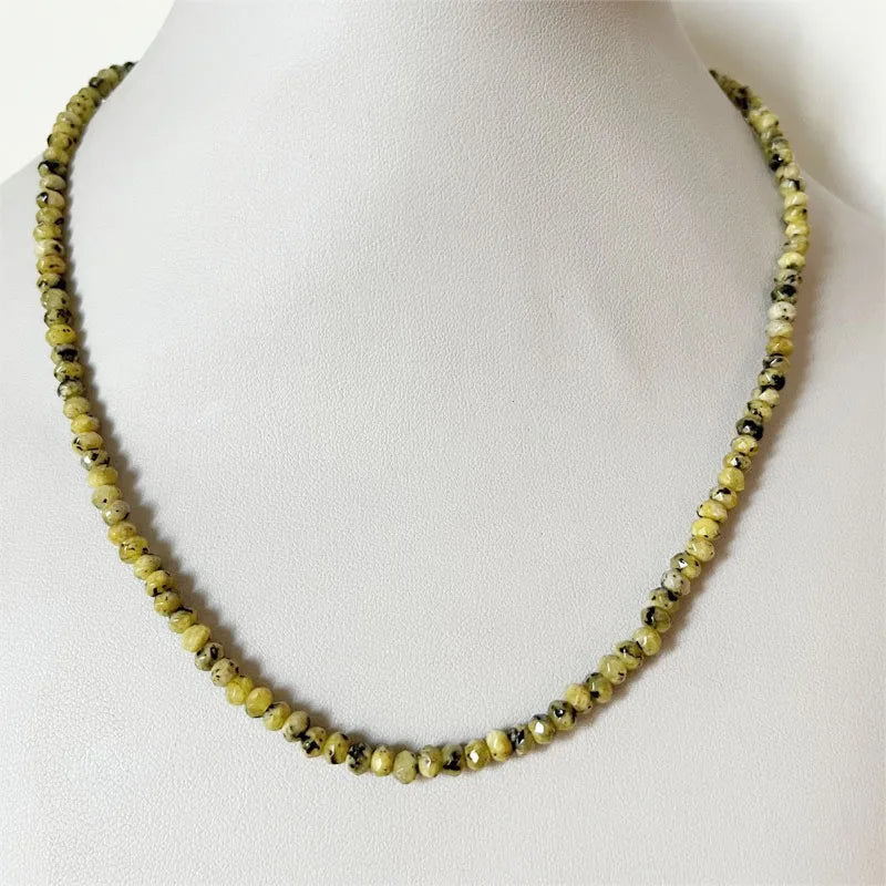 Yellow Turquoise Necklace Vintage Stone Jewelry Beaded Chain Choker