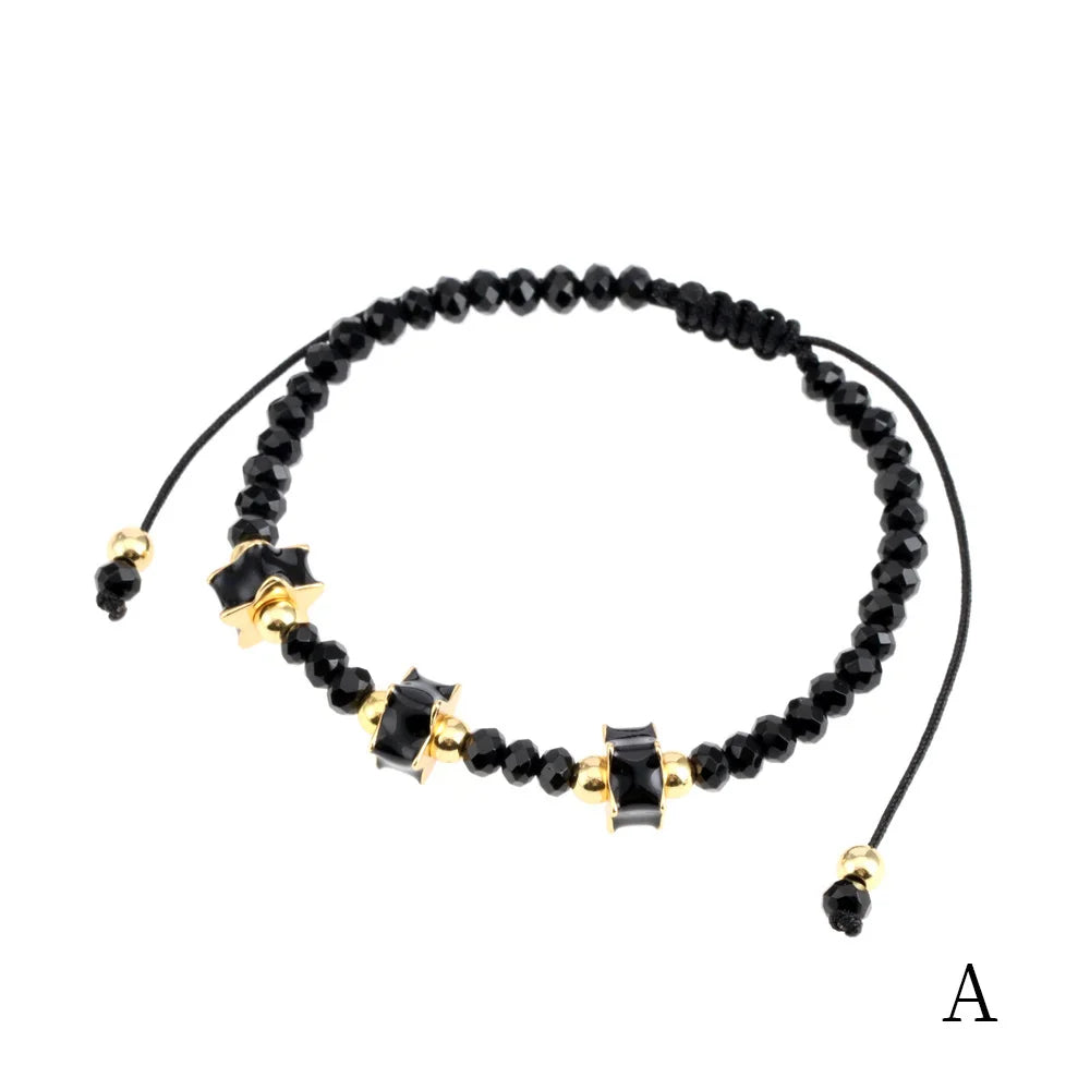 3*4MM Minimalist Stone Beaded Bracelet Heart Triangle Enamel Woven Jewelry