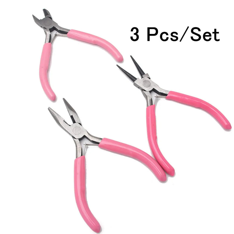 3-4Pcs Jewelry Pliers Set, Carbon Steel Cutting, Chain-Nose, Round Nose Pliers