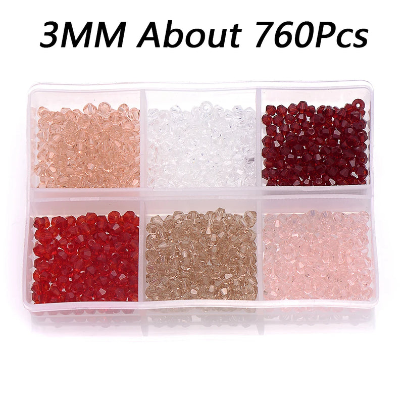 3/4mm Crystal Glass Beads Multicolor Spacer Loose Beads For Jewelry Making