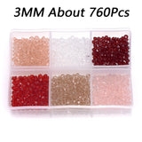 3/4mm Crystal Glass Beads Multicolor Spacer Loose Beads For Jewelry Making