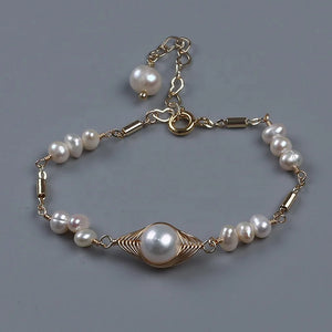 Rice Shape Natural Freshwater Pearl Beads Bracelet, Women's Jewelry