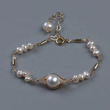 Rice Shape Natural Freshwater Pearl Beads Bracelet, Women's Jewelry