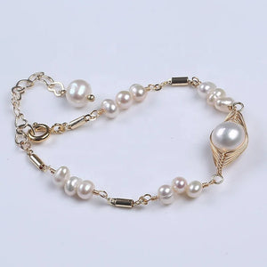 Rice Shape Natural Freshwater Pearl Beads Bracelet, Women's Jewelry