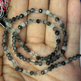 3-4mm Rutilated Quartz Beads 15'' Faceted Tiny Spacer DIY Loose Beads