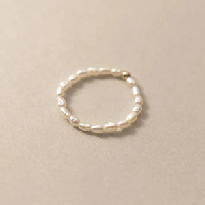 Freshwater Pearl Elastic Ring 925 Sterling Silver Women's Jewelry