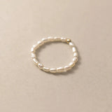 Freshwater Pearl Elastic Ring 925 Sterling Silver Women's Jewelry