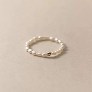 Freshwater Pearl Elastic Ring 925 Sterling Silver Women's Jewelry