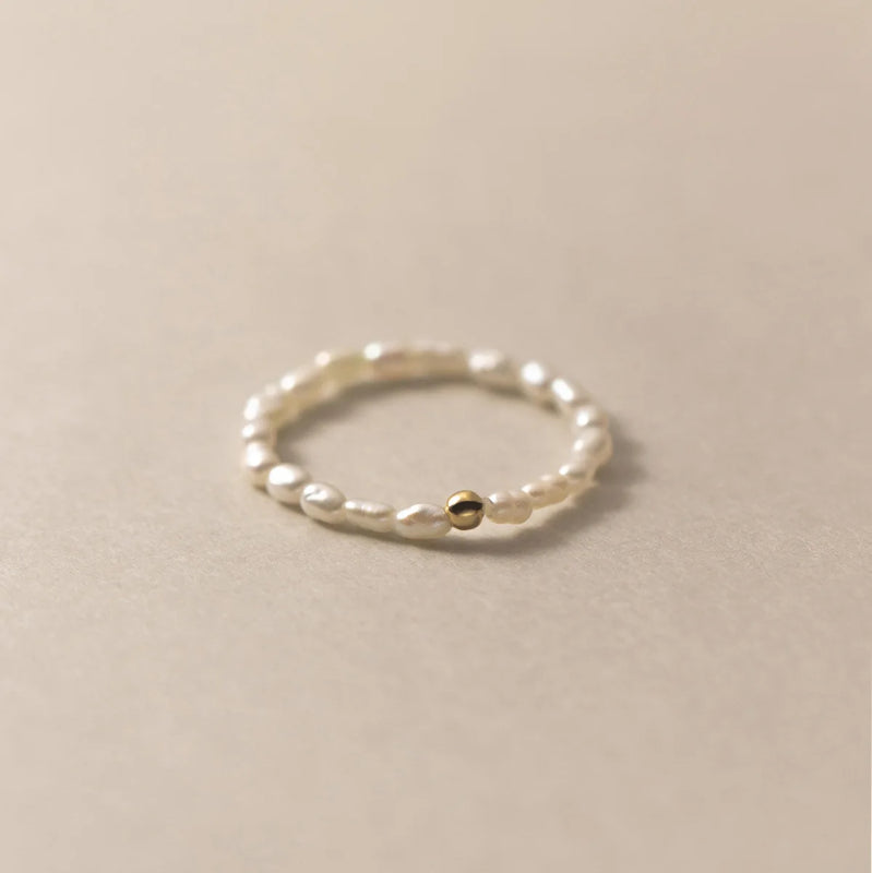 Freshwater Pearl Elastic Ring 925 Sterling Silver Women's Jewelry