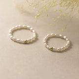 Freshwater Pearl Elastic Ring 925 Sterling Silver Women's Jewelry