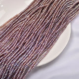 3-4mm Purple Pearl Natural Freshwater Flat Beads AA Purple Loose Beads