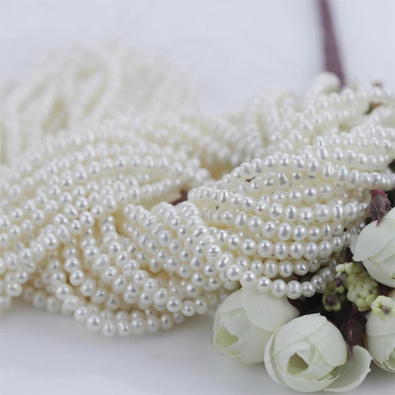 3-4mm Small Potato Shape Freshwater Pearls Strand