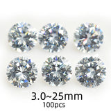 3.5-25mm 100pcs Round AAAAA CZ Stone Beads High 6.5 8.0mm