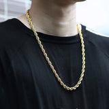 Minimalist Rope Chain Necklace Waterproof Stainless Steel Choker Silver