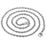 Minimalist Rope Chain Necklace Waterproof Stainless Steel Choker Silver