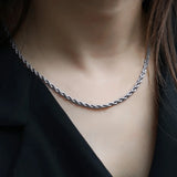Minimalist Rope Chain Necklace Waterproof Stainless Steel Choker Silver