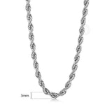 Minimalist Rope Chain Necklace Waterproof Stainless Steel Choker Silver