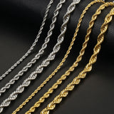 3/5/7mm Stainless Steel Rope Chain Necklace 18-22inch