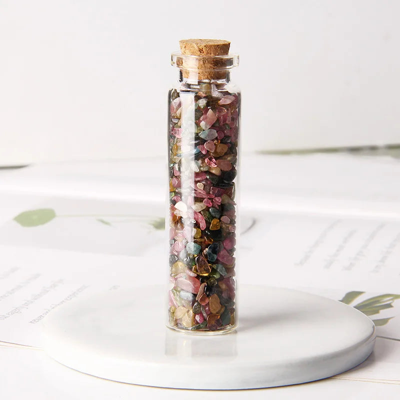 Mini Natural Crystal Quartz Stone Gravel in Glass Bottle Reiki Healing Gift