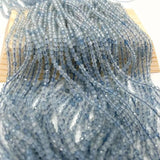 3MM Aquamarine Faceted Round Spacer Beads 15"