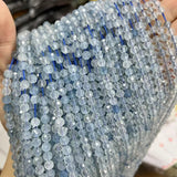 3MM Aquamarine Faceted Round Spacer Beads 15"