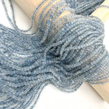 3MM Aquamarine Faceted Round Spacer Beads 15"