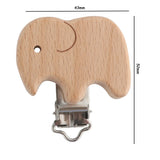 Beech Wood Pacifier Clip Animal Shape Metal Holder DIY Pacifier Chain