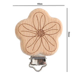 Beech Wood Pacifier Clip Animal Shape Metal Holder DIY Pacifier Chain