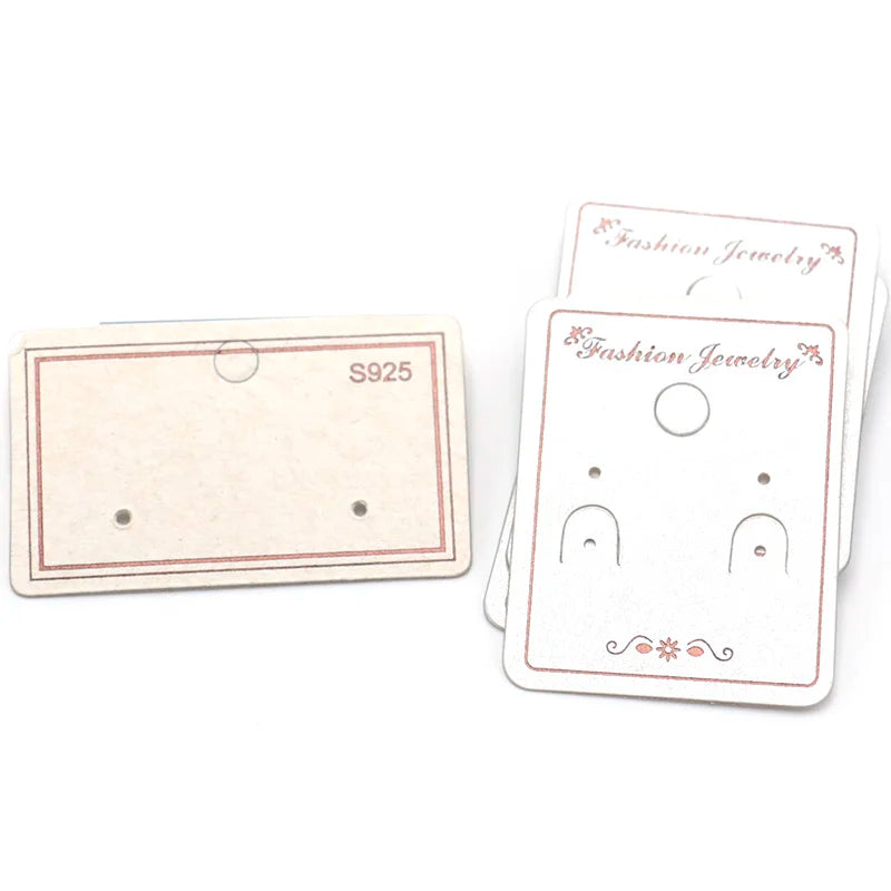 100pcs Beige PVC Earring Cards with Bent Hook