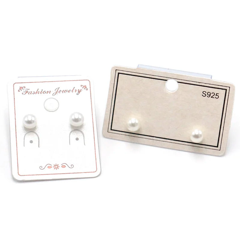 100pcs Beige PVC Earring Cards with Bent Hook