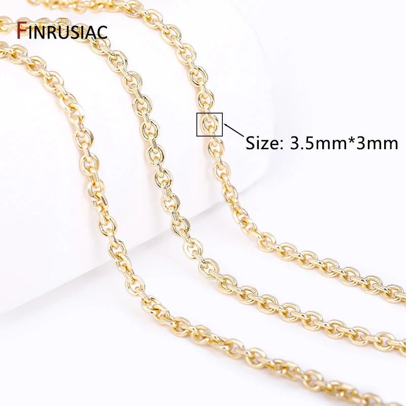 14K Plated Brass Cross Link Chains for Jewelry Making