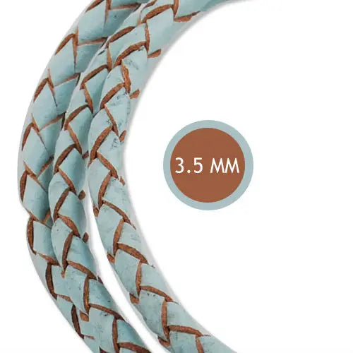 3.5mm Thin Braided Leather Cord, 10M/Roll