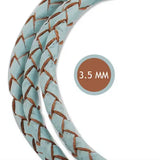 3.5mm Thin Braided Leather Cord, 10M/Roll