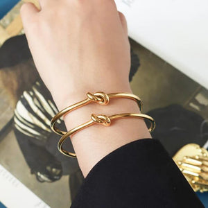 3.5mm Open Knot Cuff Bangle Bracelet For Women Jewelry