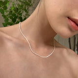 Freshwater Pearl Choker 925 Sterling Silver Necklace Baroque Natural Beads NK120