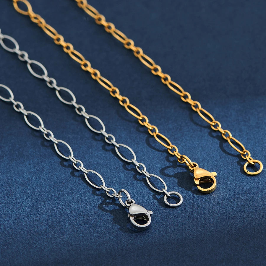 316L Stainless Steel Chain Necklace Silver Choker Jewelry for Women Men