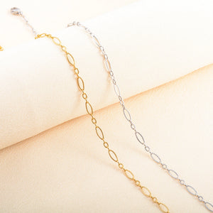 Embossed Oval O Chain Necklace Stainless Steel Jewelry