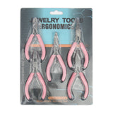 5pcs Jewelry Pliers Tool Set Stainless Steel Pink End Cutting Wire Pliers
