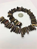 Natural Quartz Copper Colour Wand Worry stone Beads 15 inches