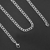 3.5x5mm Stainless Steel Silver Chain Necklace Lobster Clasp Men Women Jewelry