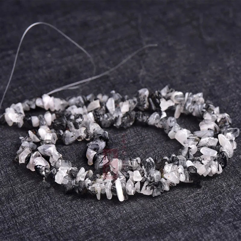 Rutilated Quartzs Beads Freeform Chips Stone Beads 32'' DIY Beads Trinket