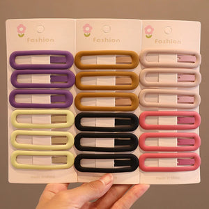 6 Pcs Solid Frosted Hair Clip Set Women Girls Barrettes Hairpins