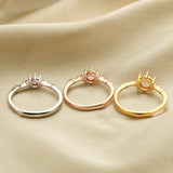 3-6MM Round Prong Ring Settings 925 Silver Rose Plated Bezel For DIY Jewelry