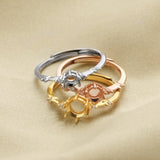 3-6MM Round Prong Ring Settings 925 Silver Rose Plated Bezel For DIY Jewelry