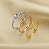 3-6MM Round Prong Ring Settings 925 Silver Rose Plated Bezel For DIY Jewelry