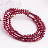 Natural High Wine Red Garnet Stretch Bracelet 3-6mm 3 Laps